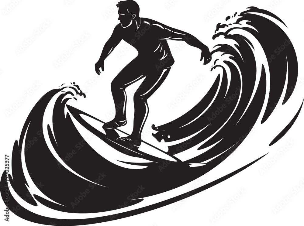 Surfers Silhouette Vector Icon Logo of a Guy Riding Waves Wave Wizard Vector Logo Design of a Surfer Mastering the Surf Surfers Silhouette Vector Icon Logo of a Guy Riding Waves Wave Wizard Vector Logo Design of a Surfer Mastering the Surf