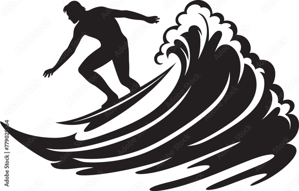 Wave Warrior Vector Logo Design of a Surfer Conquering Waves Aqua Adrenaline Vector Logo of a Guy Embracing the Surf