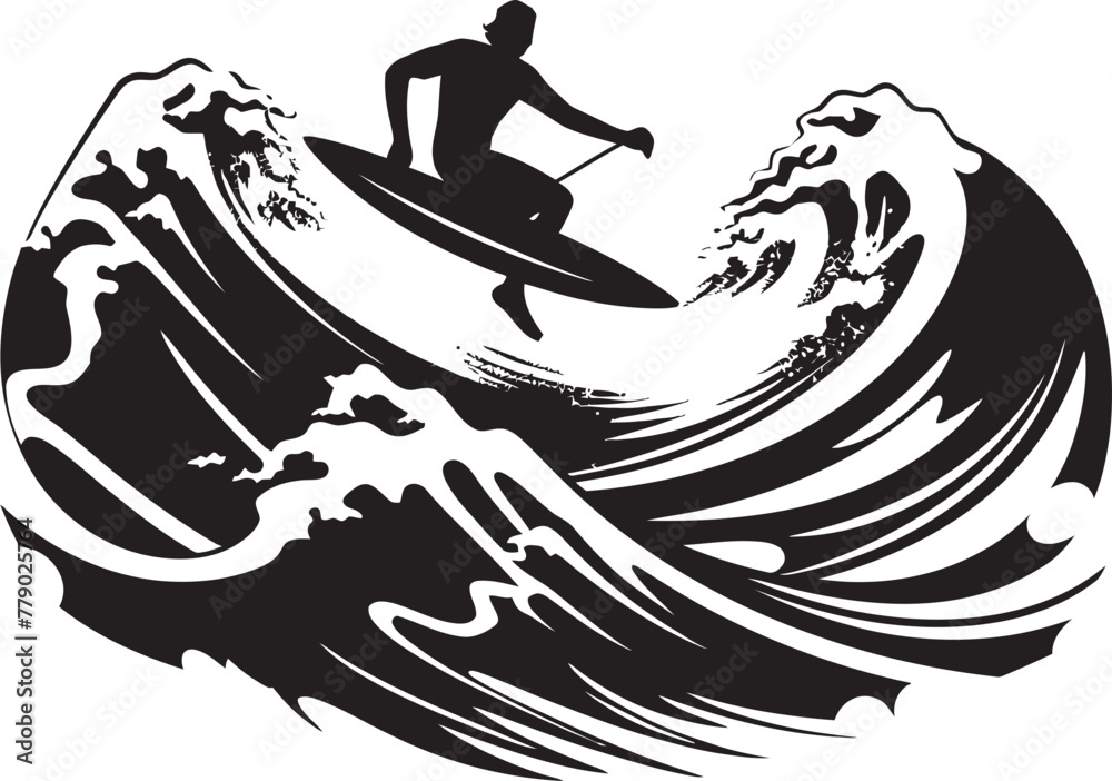 Sea Seeker Vector Icon Logo of a Surfer Exploring the Ocean Crest Chaser Vector Logo Design of a Surfer Pursuing the Perfect Wave