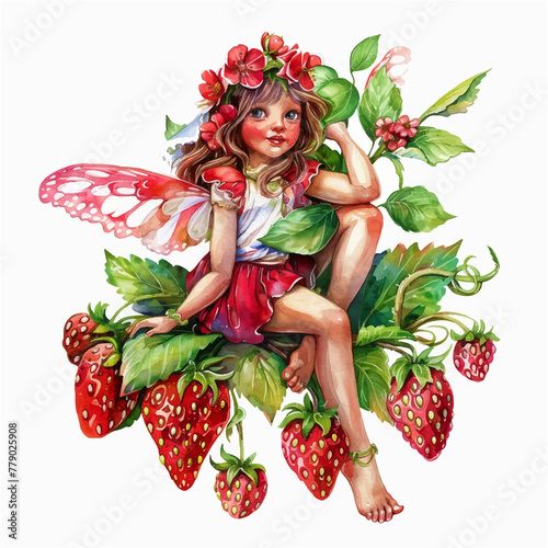 Strawberry Fairy watercolor paint