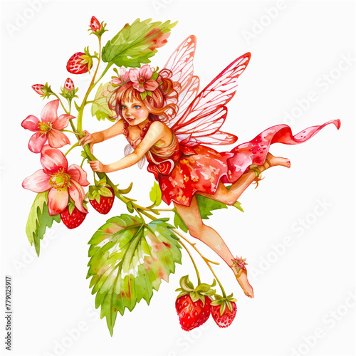 Strawberry Fairy watercolor paint