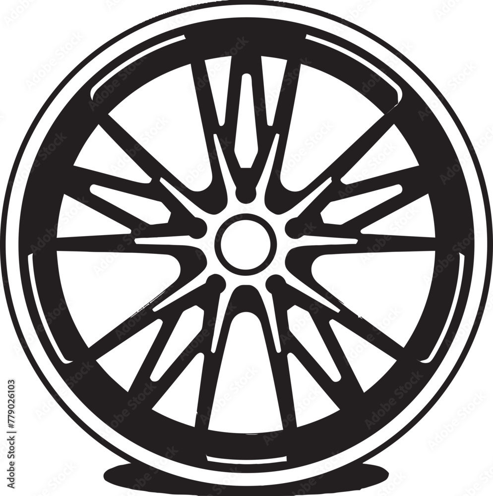 Sleek Style Contemporary Alloy Wheel Vector Logo Reflective Rim Shiny Alloy Wheel Vector Logo Icon