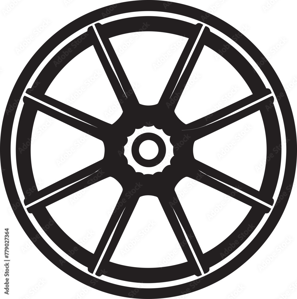 Obraz premium Alloy Artistry Creative Wheel Vector Logo Design Rim Reflection Stylish Alloy Wheel Vector Logo Icon