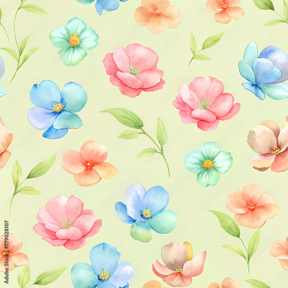 Watercolor floral seamless design 3