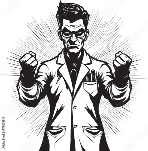 Angry Surgeon Bold Doctor Icon in Vector Brilliant Outrage Furious Doctor Vector Logo