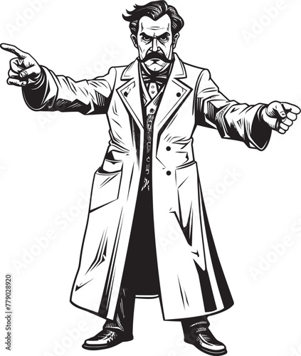 Enraged Care Energetic Brilliance Vector Emblem Wrathful Genius Intense Doctor Logo in Vector