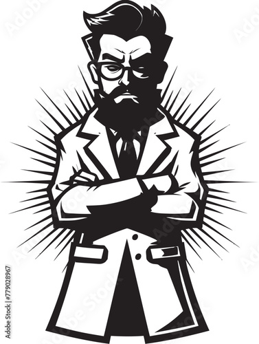 Angry Authority Commanding Doctor Emblem Wrathful Medic Dynamic Doctor Logo in Vector Design