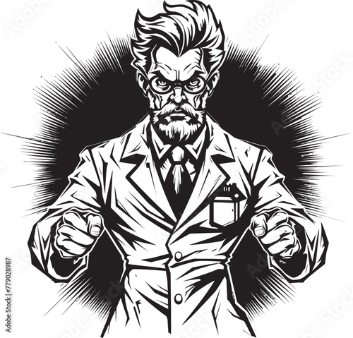 Brilliant Rage Expressive Doctor Vector Logo Icon Wrathful Wisdom Dominant Doctor Vector Logo Design