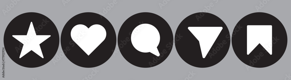 Flat minimal social media icons, like, heart, forward, bookmark, profile, camera icons. Comment, share and save icons for UI UX website mobile app Flat minimal social media icons, like, heart, forward, bookmark, profile, camera icons. Comment, share and save icons for UI UX website mobile app