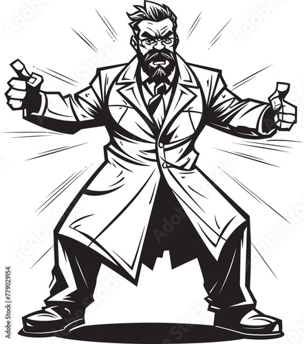 Angry Genius Expressive Doctor Vector Logo Design Brilliant Outrage Dominant Doctor Vector Logo Icon