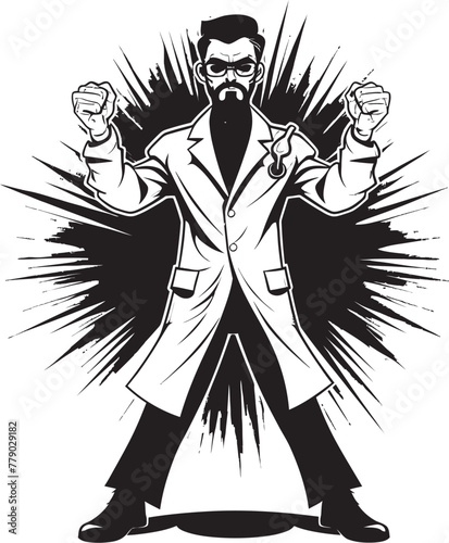 Angry Genius Enraged Doctor Vector Logo Icon Brilliant Outrage Bold Doctor Vector Logo Design