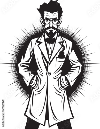 Angry Genius Passionate Doctor Vector Logo Icon Brilliant Outrage Dominant Doctor Vector Logo Design