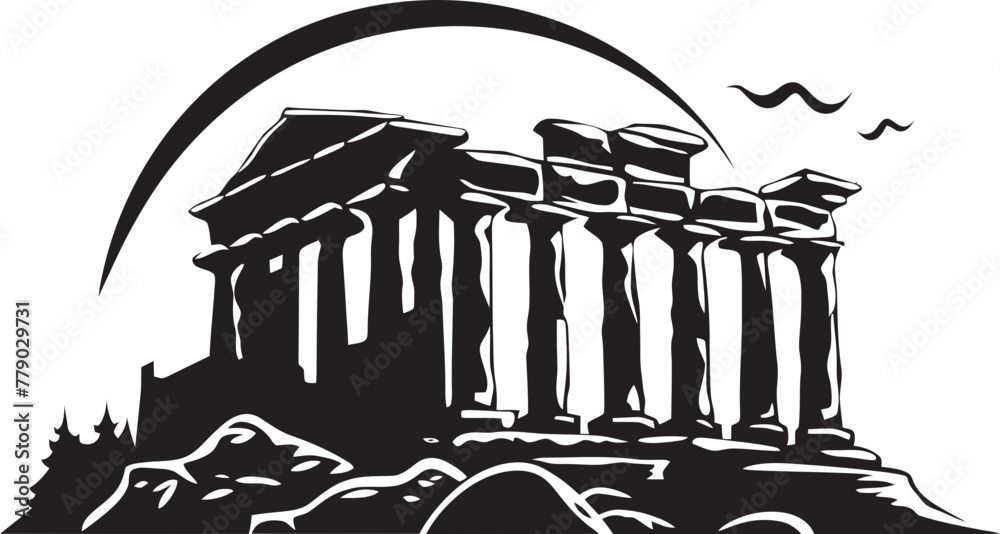 Fototapeta premium Greek Architectural Legacy Expressed Through Stunning Vector Icons Vector Illustrations Reflecting the Richness of Greek Architectural History