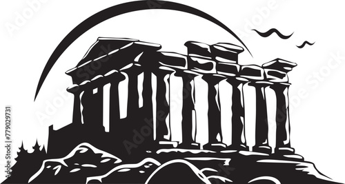 Greek Architectural Legacy Expressed Through Stunning Vector Icons Vector Illustrations Reflecting the Richness of Greek Architectural History