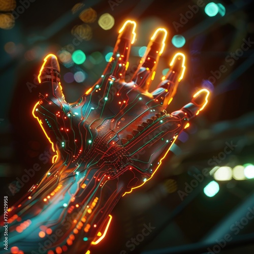 A cybernetic hand reaching out