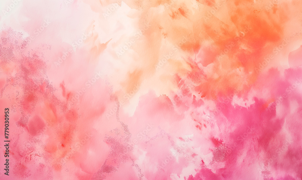 Abstract soft pink and orange watercolor background with copy space