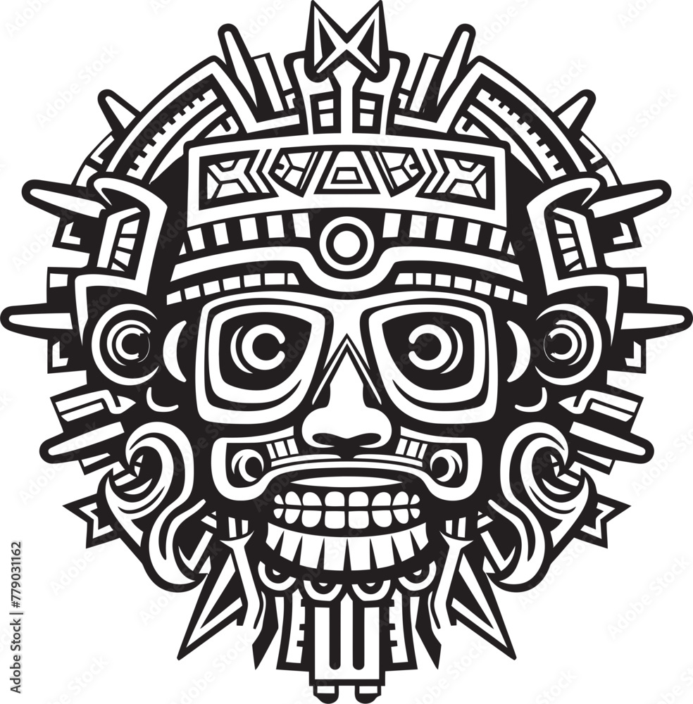 Vector Tributes to Aztec Heritage Antique Drawing Icons Ancient Aztec Symbols Vintage Drawing Icon Vector Logos