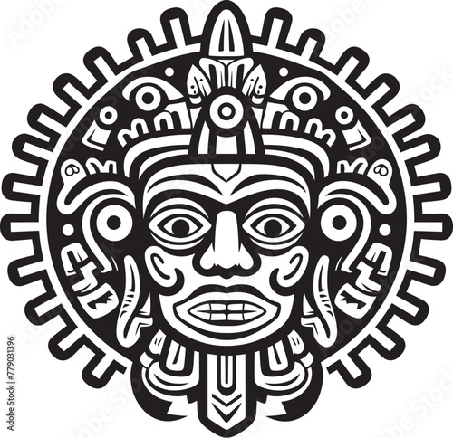 Vector Designs Celebrating Aztec Heritage Drawing Icons Antique Aztec Legacy Honored Vintage Drawing Icon Logos