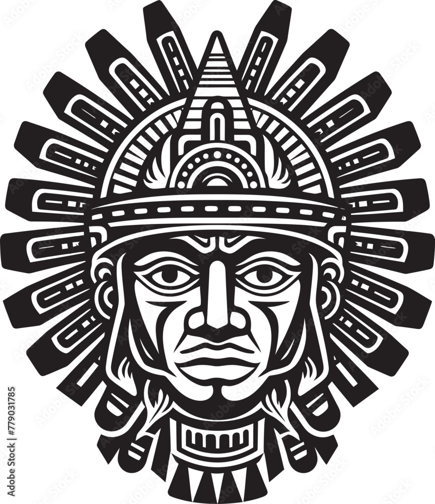 Obraz premium Resurrecting Aztec Symbolism Antique Drawing Icon Designs Vector Logos Embracing Aztec Artistic Expression Antique Drawing Icons