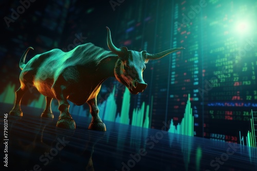 Turquoise stock market charts going up bull bullish concept  finance financial bank crypto investment growth background pattern with copy space for design 