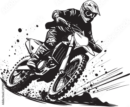 Dirt Bike Rider Vector Logo Adventure on Two Wheels Off Road Excursion Dirt Bike Rider Icon in Vector