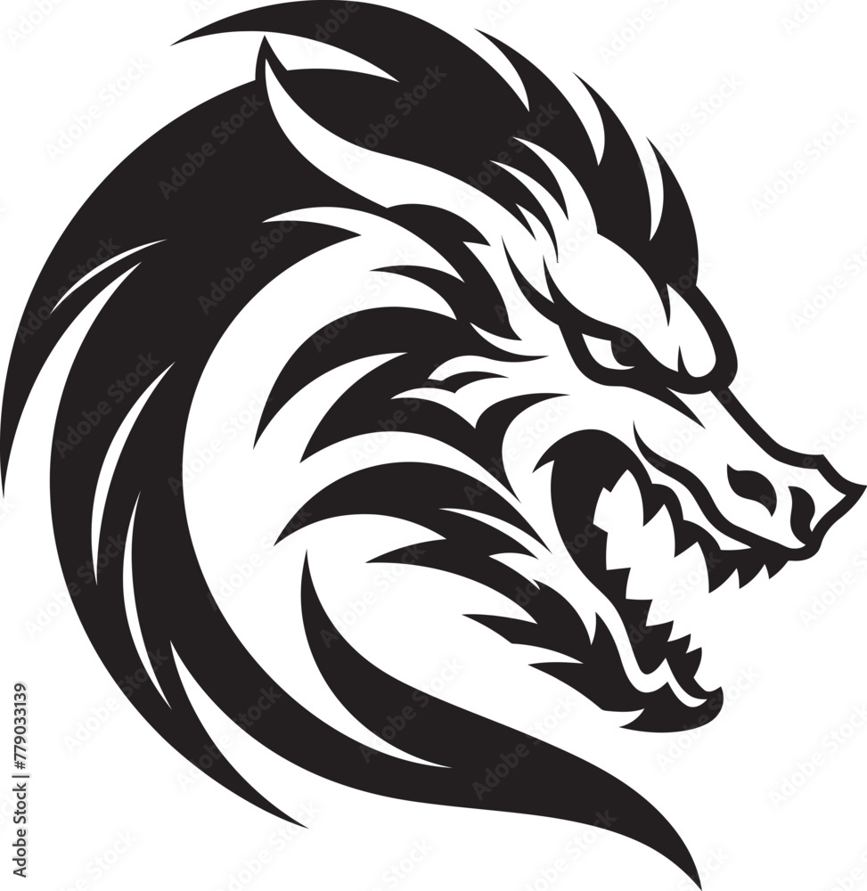 Enigmatic Dragon Profile Cartoon Head Tattoo Vector Logo Design Playful Dragon Art Cartoon Head Tattoo Vector Logo Icon