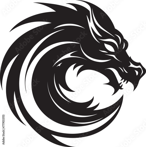 Wallpaper Mural Mystical Dragon Majesty Cartoon Head Tattoo Vector Logo Icon Vibrant Dragon Art Cartoon Tattoo Vector Logo Design Torontodigital.ca