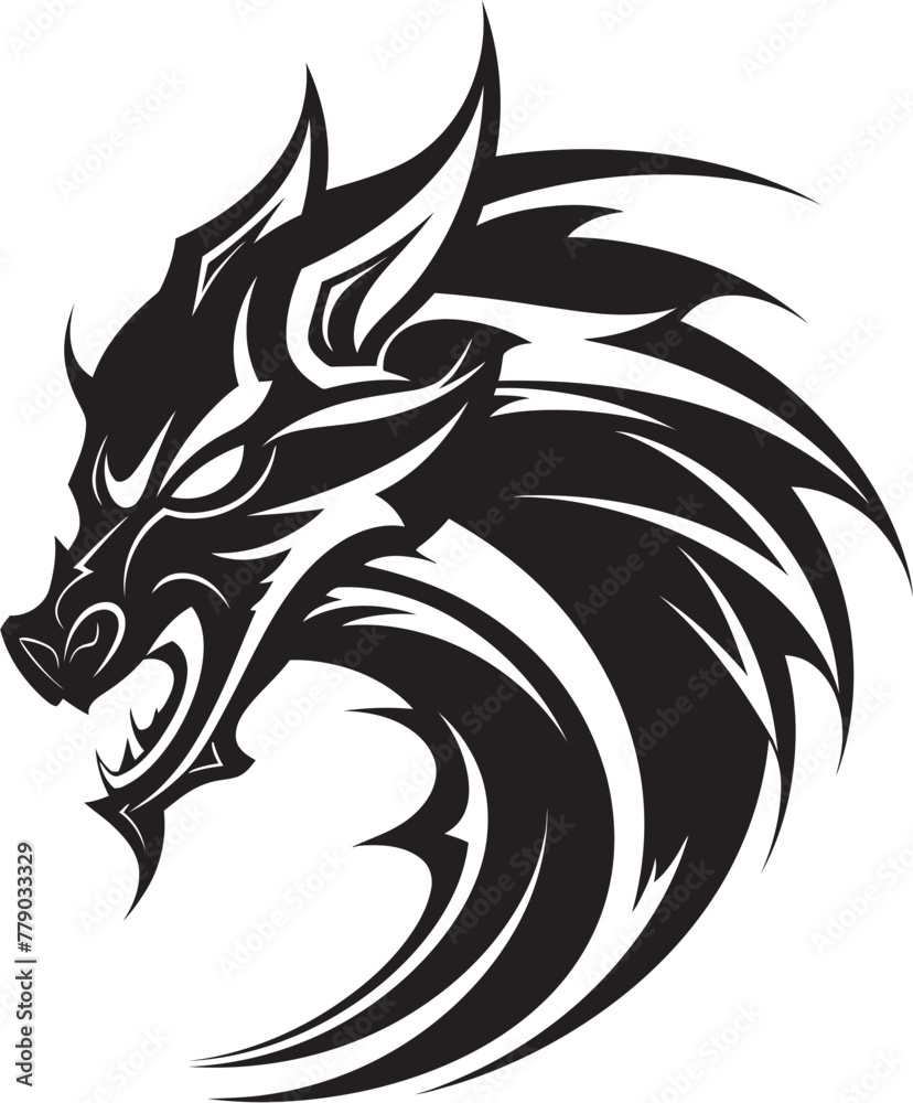 Colorful Dragon Portrait Cartoon Tattoo Vector Logo Design Playful Dragon Illustration Cartoon Tattoo Vector Logo Icon