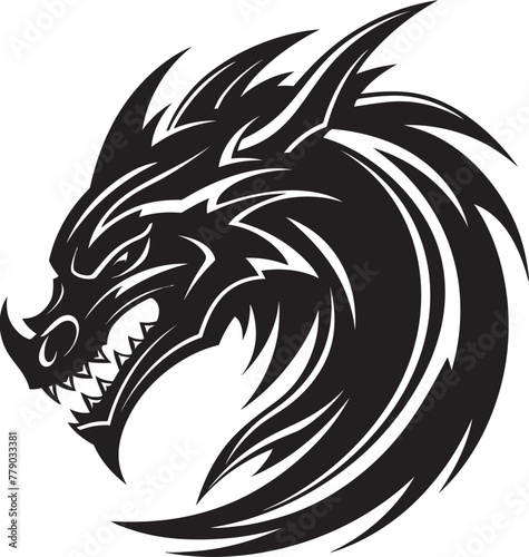 Wallpaper Mural Enigmatic Dragon Ink Cartoon Head Tattoo Vector Logo Design Dynamic Dragon Portrait Cartoon Tattoo Vector Logo Icon Torontodigital.ca