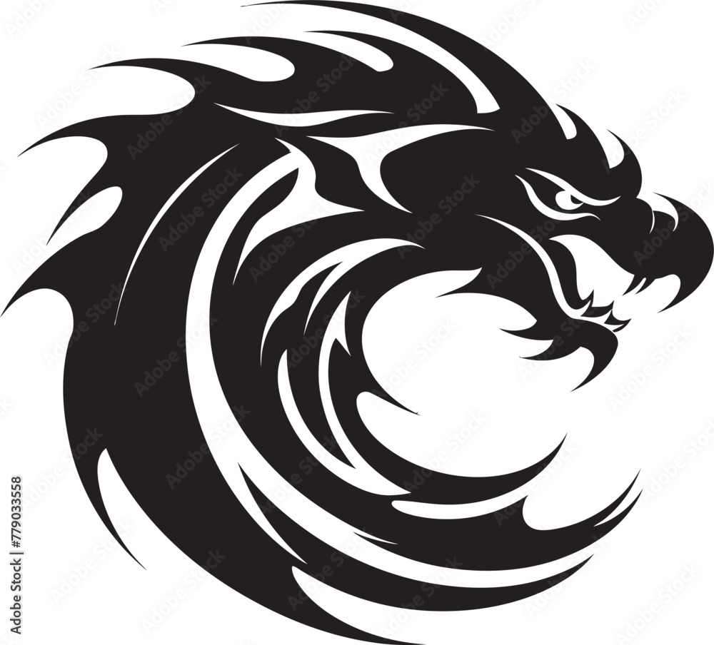 Naklejka premium Playful Dragon Ink Cartoon Head Tattoo Vector Logo Design Bold Dragon Emblem Cartoon Tattoo Vector Logo Icon