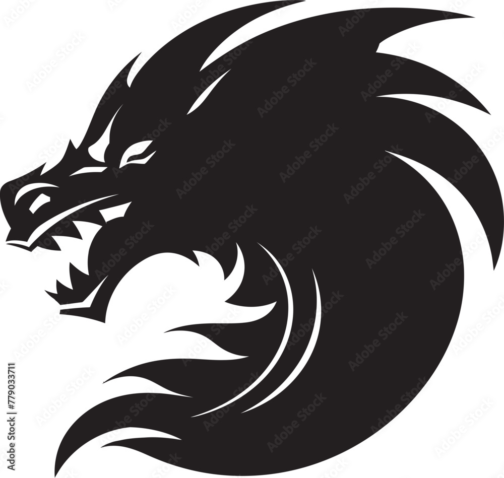 Mystical Dragon Design Cartoon Tattoo Vector Logo Design Vibrant Dragon Portrait Cartoon Head Tattoo Vector Logo Icon