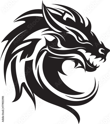 Enigmatic Dragon Ink Cartoon Tattoo Vector Logo Icon Vibrant Dragon Artistry Cartoon Head Tattoo Vector Logo Design
