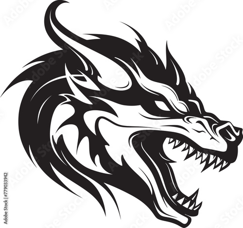 Dynamic Dragon Head Cartoon Head Tattoo Vector Logo Icon Vibrant Dragon Illustration Cartoon Head Tattoo Vector Logo Design