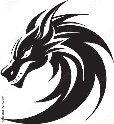 Dynamic Dragon Majesty Cartoon Head Tattoo Vector Logo Design Enigmatic Dragon Art Cartoon Tattoo Vector Logo Icon