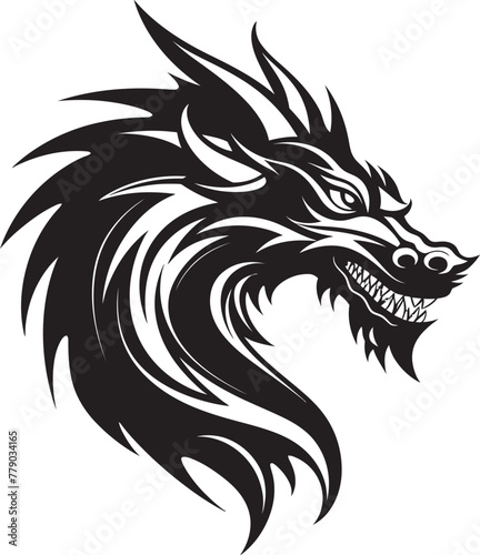 Fantasy Dragon Profile Cartoon Head Tattoo Vector Logo Design Dynamic Dragon Ink Cartoon Head Tattoo Vector Logo Icon