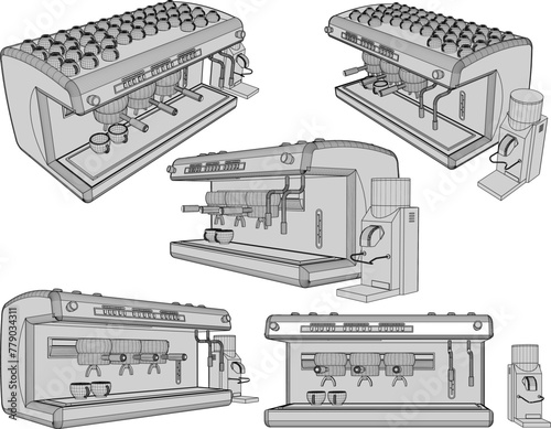 vector design sketch illustration of a coffee maker for serving in a cafe