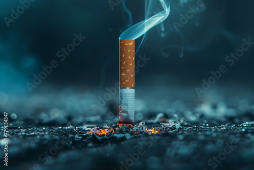 Lit Cigarette on a Moody Dark Background photo