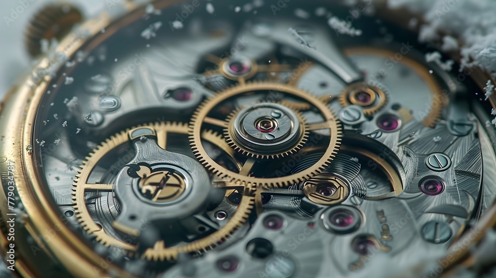 Intricately Designed Vintage Watch Mechanism Showcasing the Precision Engineering and Craftsmanship of Timekeeping