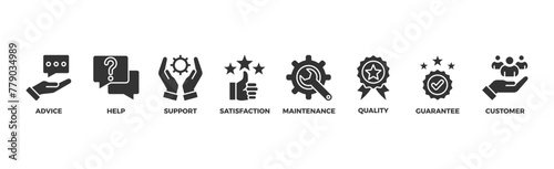After-sales service banner web icon illustration concept with icon of advice, help, support, satisfaction, maintenance, quality, guarantee, customer