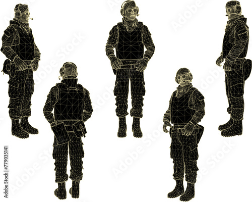 illustration sketch design vector image of army commander with ready for war
