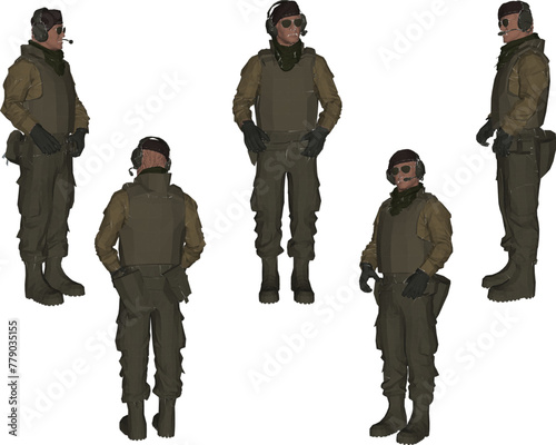 illustration sketch design vector image of army commander with ready for war