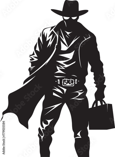 High Noon Heist Masked Cowboy Robber Vector Logo Design Renegade Raider Cartoon Masked Cowboy Robber Logo Icon
