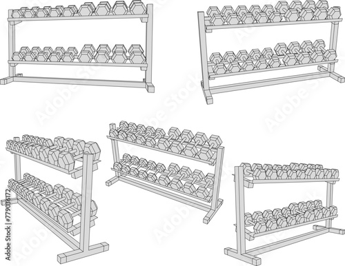 vector design sketch illustration of a barbell gym equipment for body building sports