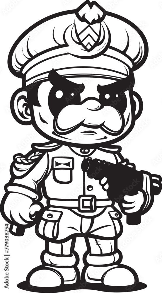 Brave Battalion Cartoon Doodle Soldier Emblem Daring Defender Doodle Soldier Vector Logo Brave Battalion Cartoon Doodle Soldier Emblem Daring Defender Doodle Soldier Vector Logo