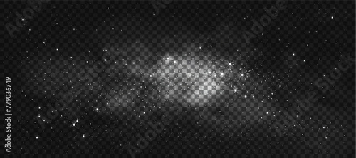 Star light effect with cloud background.Element design Nature Star field,dust with Milky Way Backdrop for Christmas banner with glowing dust,confetti and sparkle overlay texture