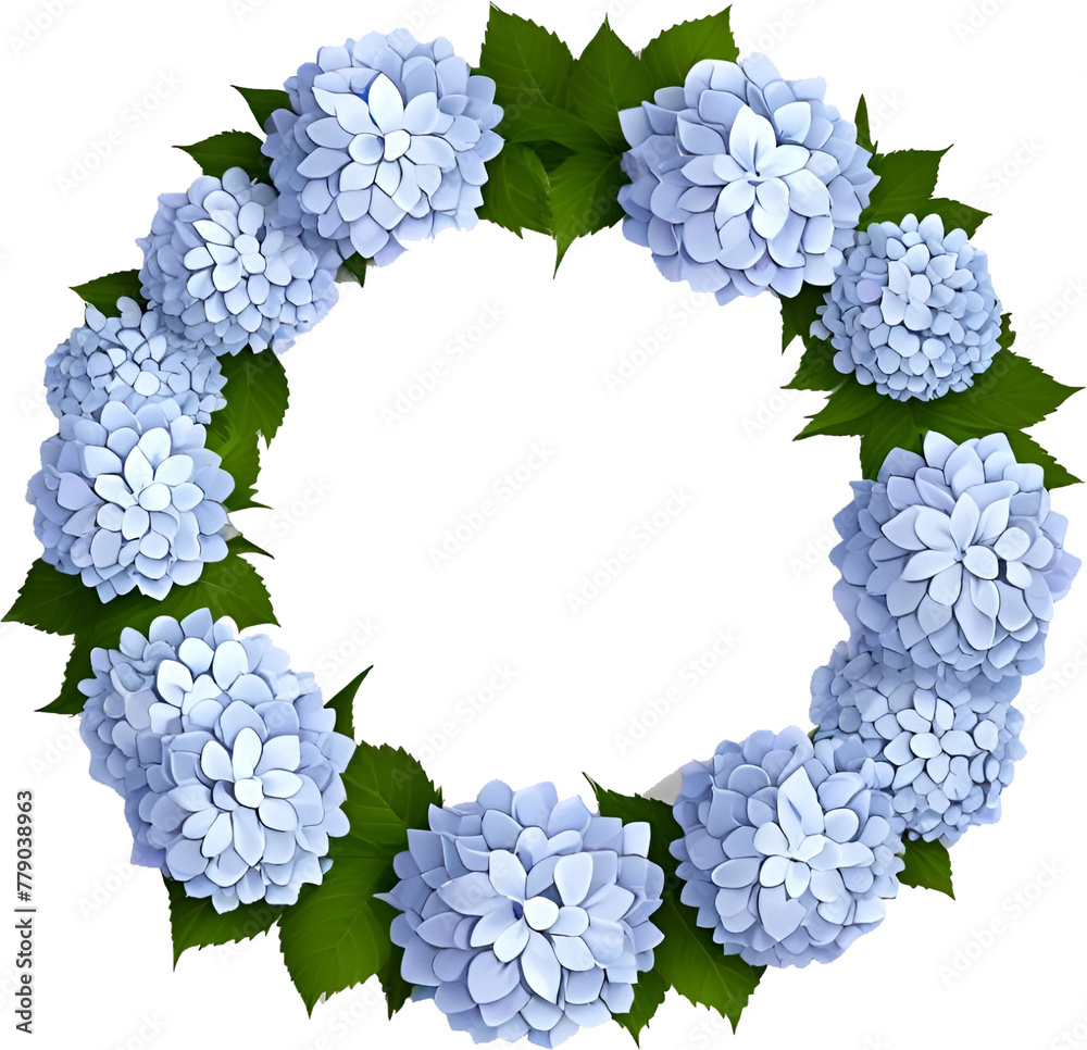 Transparent_background_hydrangea_wreath_isolated_in_3D.Generative AI Transparent_background_hydrangea_wreath_isolated_in_3D.Generative AI