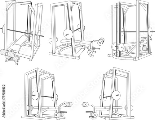 vector design sketch illustration of gym lifter equipment for body building