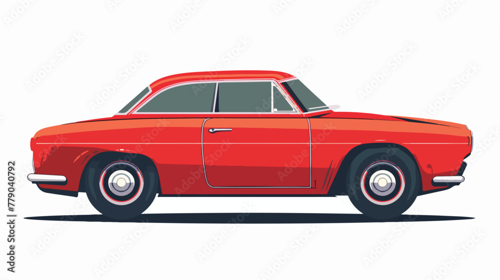 Vector illustration of red retro car isolated on wh