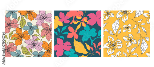 Floral flowers card banner isolated set. Vector graphic design illustration