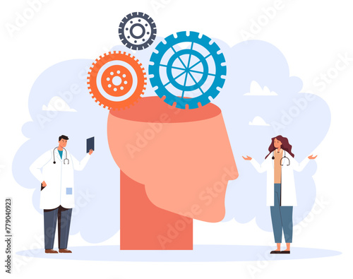 Brain psychology depression therapy mental health concept. Vector graphic design illustration